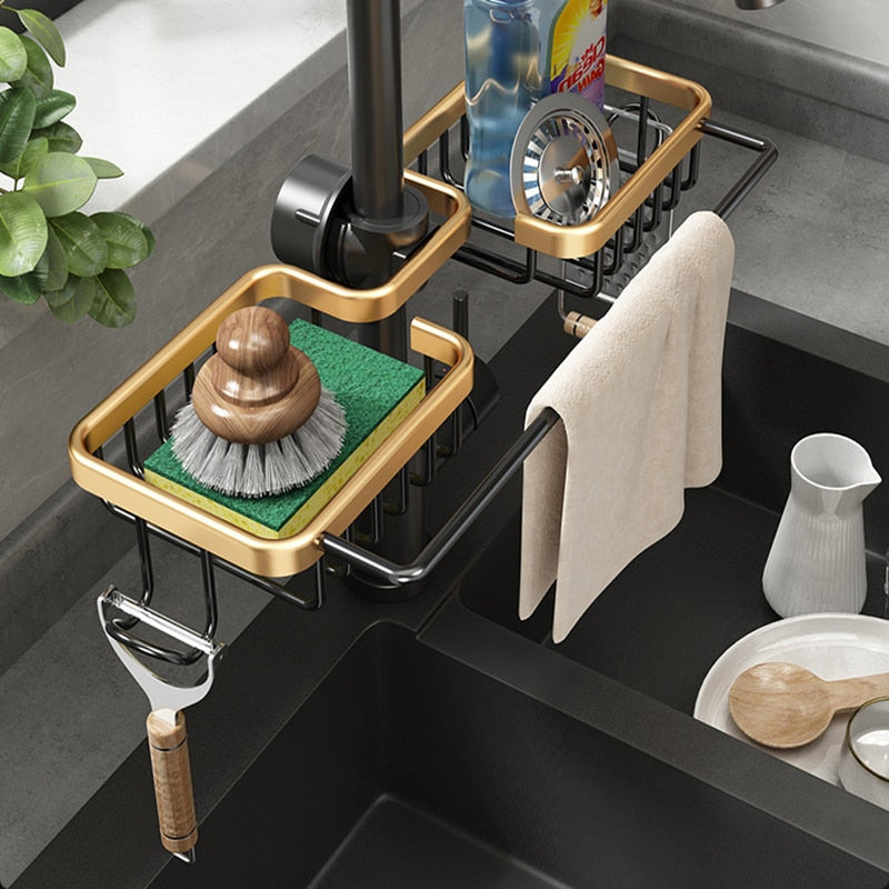 Household and Gifts Space Aluminum Sink Drain Rack